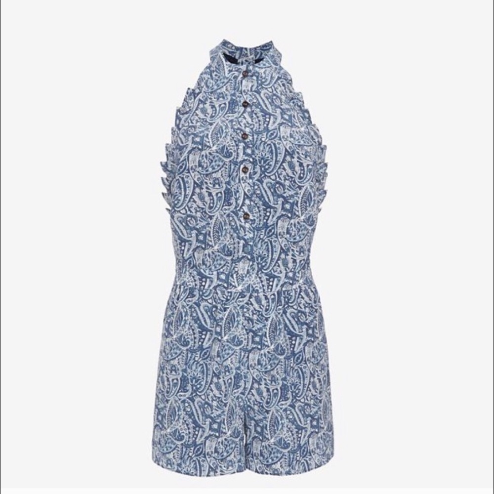 Intermix Blue Paisley Backless Romper - Picture 3 of 9